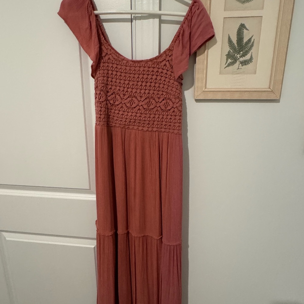 Sincerely Jules Terracotta Crochet Maxi Dress